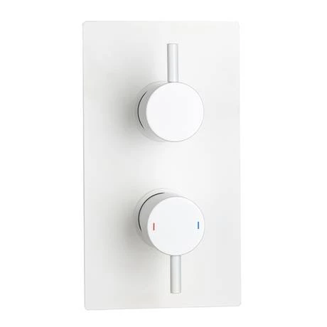 Arezzo Matt White Round Thermostatic Shower Pack with Head + Handset - Image 2
