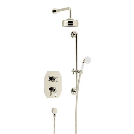 Heritage Glastonbury Recessed Shower with Premium Fixed Head & Flexible Riser Kit - Vintage Gold - SGDUAL04