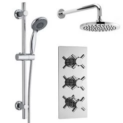 Minimalist Concealed Shower Valve w/ Slide Rail Kit & Wall Mounted Fixed Head
