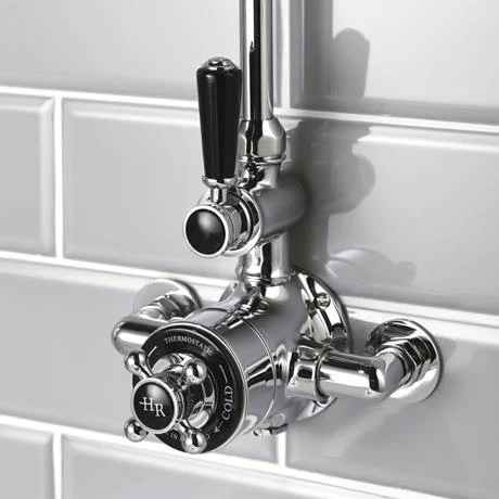 Hudson Reed Topaz Black Exposed Valve inc. Rigid Riser Kit, Diverter, 8" Shower Rose & Handset - Image 2