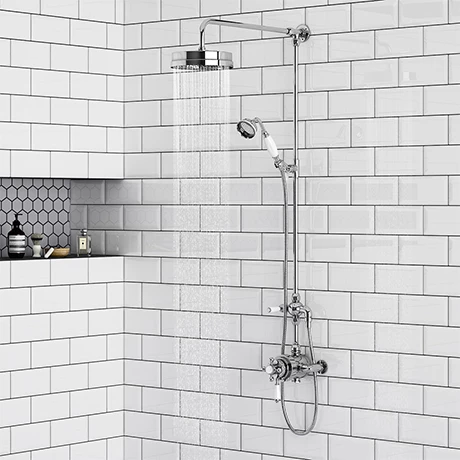 Trafalgar Traditional Luxury Rigid Riser Kit with Diverter + Dual Exposed Shower Valve
