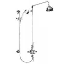 Nuie Traditional Exposed Thermostatic Triple Shower Valve inc. Riser, 4" Rose & Slide Rail Kit