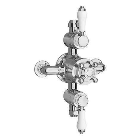 Trafalgar Triple Exposed Thermostatic Shower Valve + Slider Rail Kit with Rigid Riser - Image 2