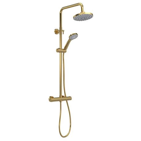 Venice Giro Brushed Brass Modern Thermostatic Shower - Image 2
