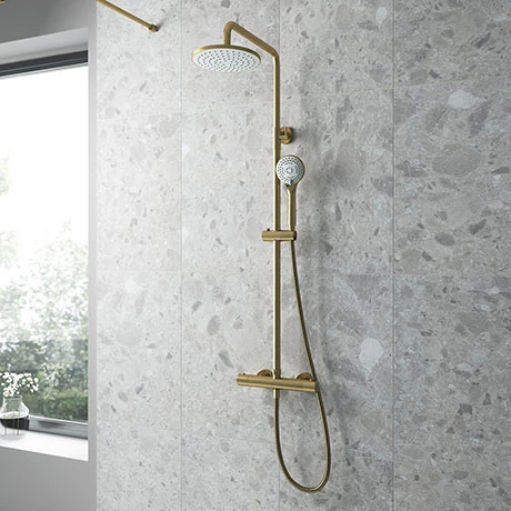 Venice Giro Brushed Brass Modern Thermostatic Shower
