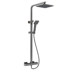 Venice Cubo Brushed Gun Metal Modern Thermostatic Shower